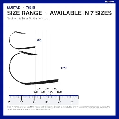 Mustad Big Game Southern & Tuna SS Forged Fishing Hook 7/0 | Corrosion-Resistant Saltwater Hook (70-120 chars) thumbnail 3