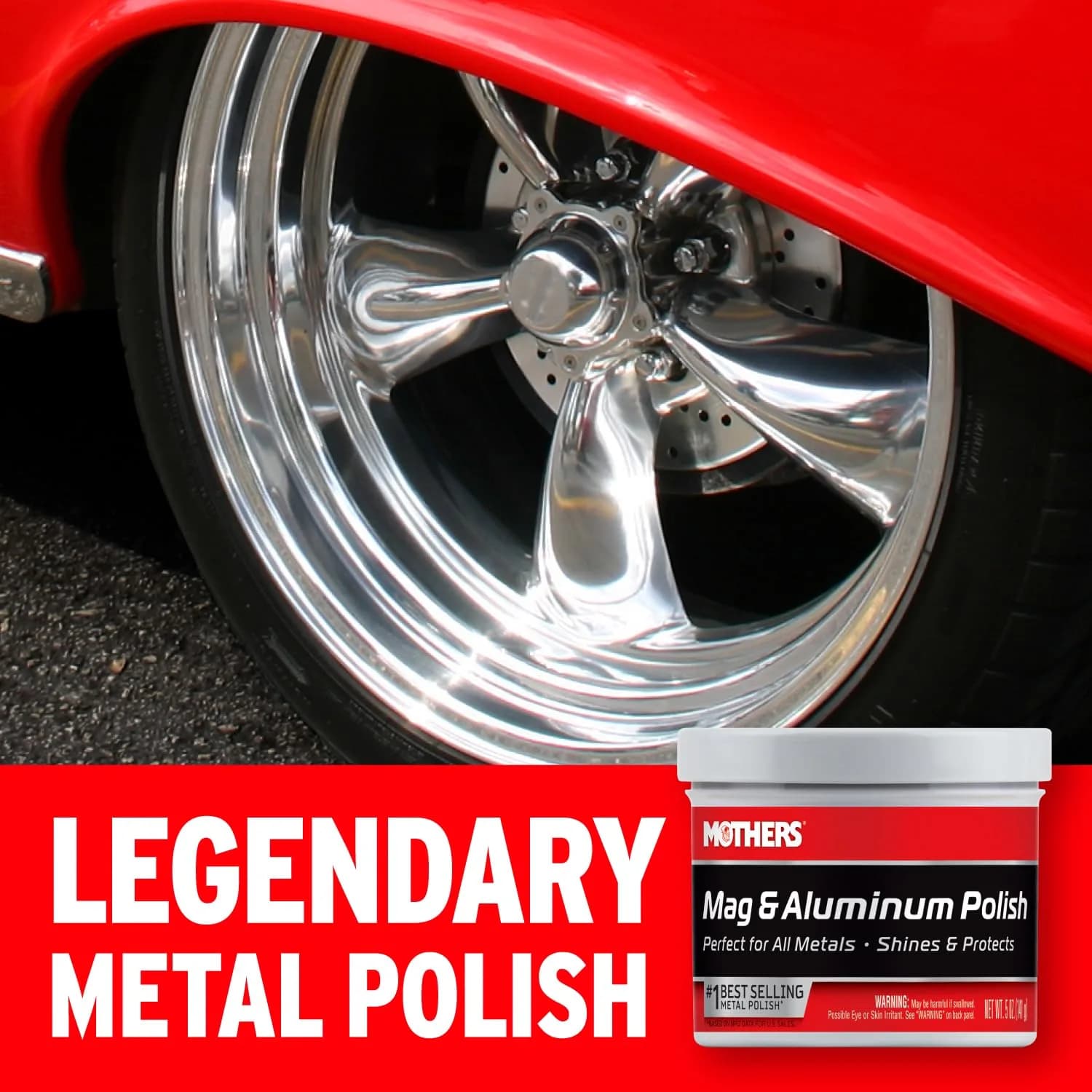 Mothers Mag & Aluminum Polish 5 oz (142g) | Brilliant Shine for All Automotive Metals - view 2