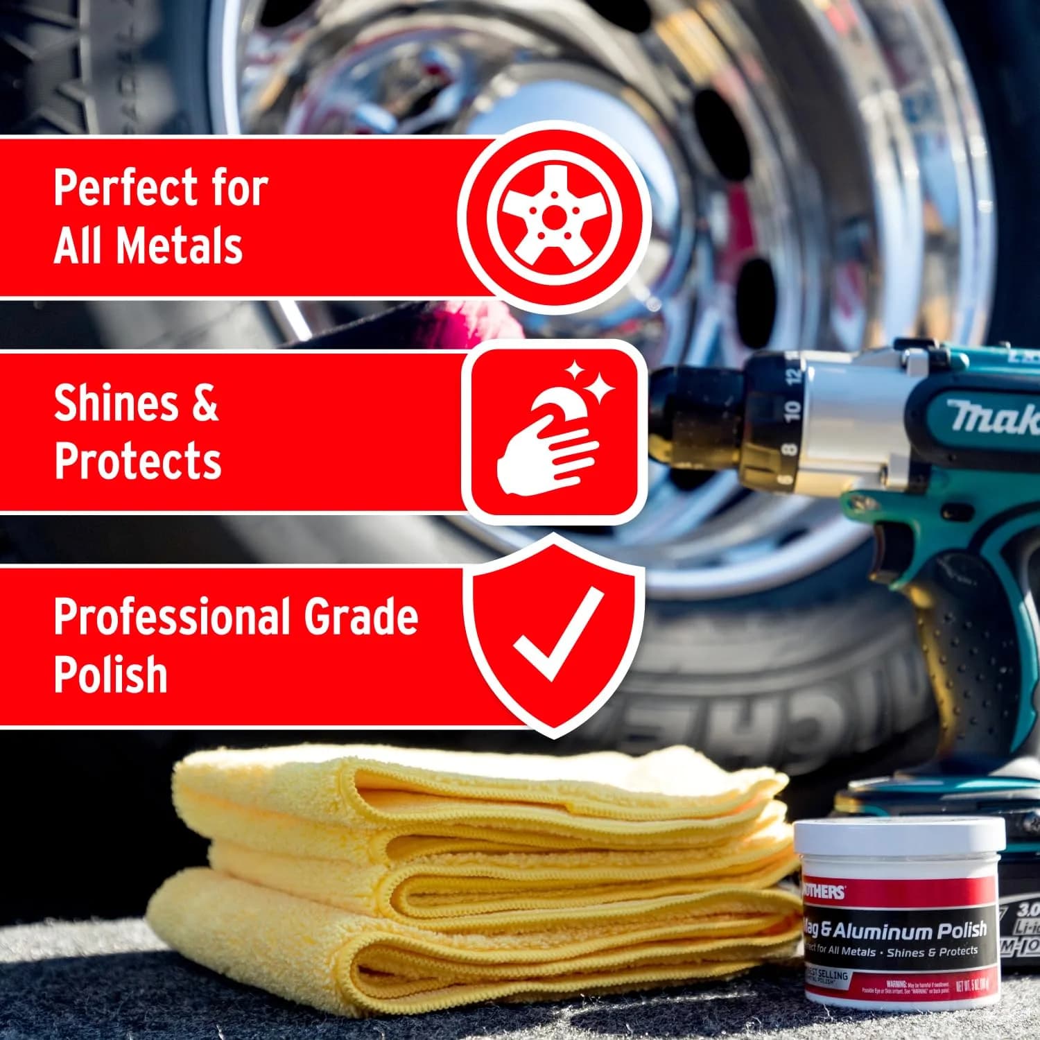 Mothers Mag & Aluminum Polish 5 oz (142g) | Brilliant Shine for All Automotive Metals - view 3