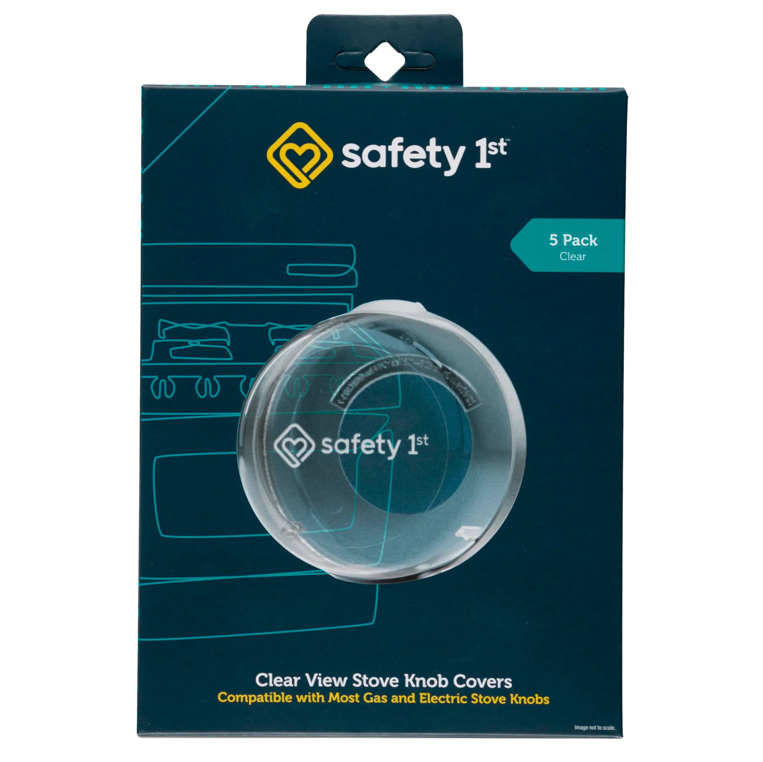 Safety 1st Clear View Stove Knob Covers (Set of 5) Pack of 12 | Child Proof Design for Gas & Electric Stoves — Clear