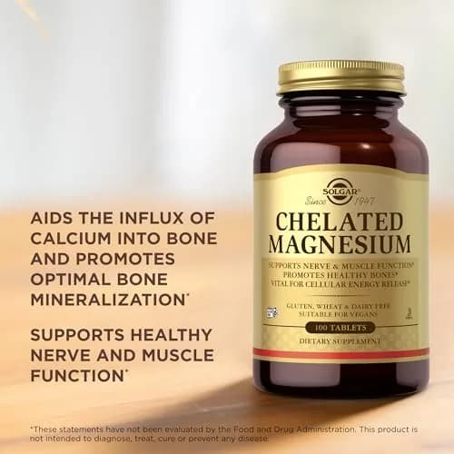 Solgar Chelated Magnesium Tablets 100 Count (227 g / 0.5 lb) | Gluten-Free, Vegan, Non-GMO Mineral Supplement thumbnail 5