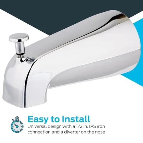 EZ-FLO 5-3/8 Inch Nose Diverter Tub Spout | 13.6 cm (5.35") Zinc with Chrome Finish thumbnail 5
