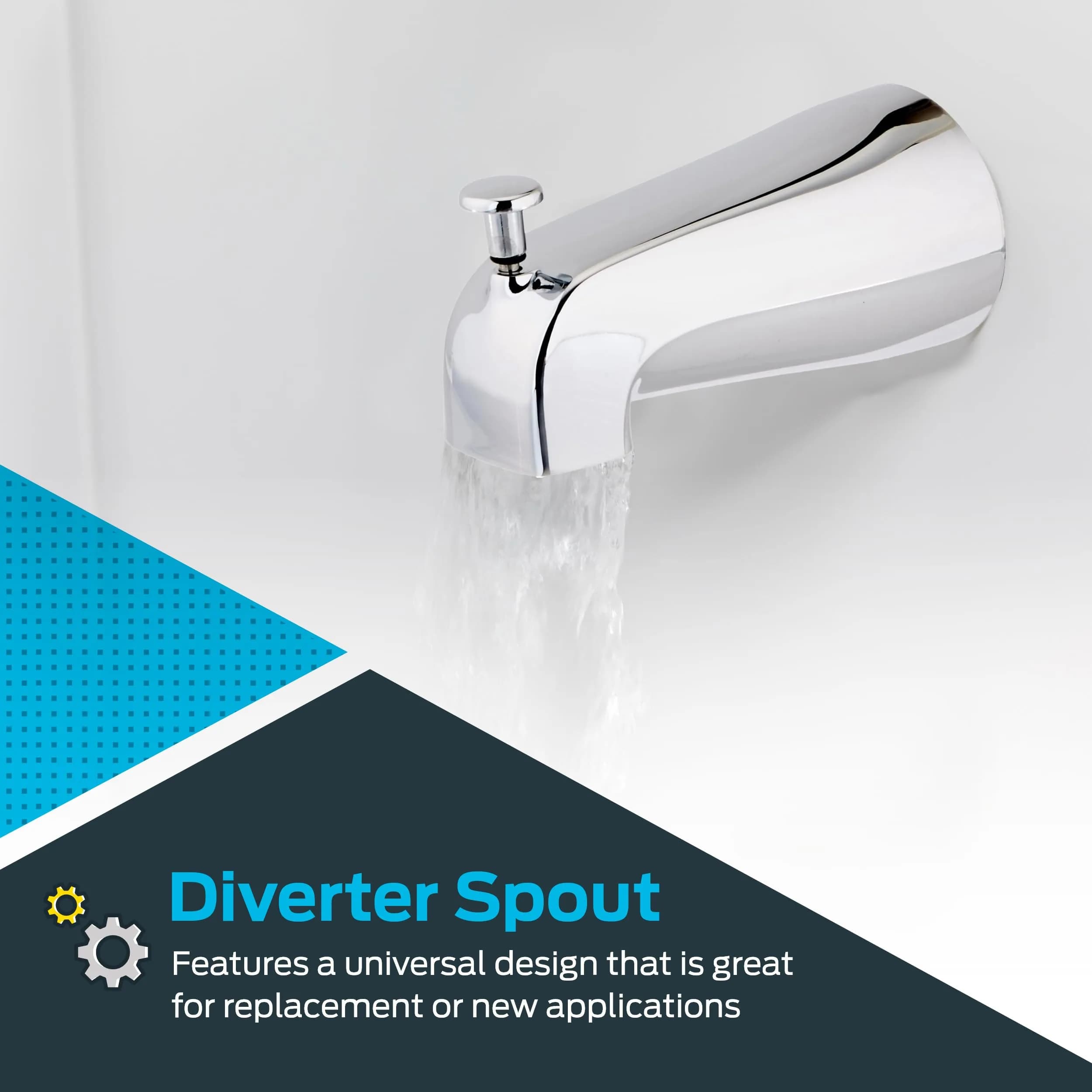 EZ-FLO 5-3/8 Inch Nose Diverter Tub Spout | 13.6 cm (5.35") Zinc with Chrome Finish - view 3