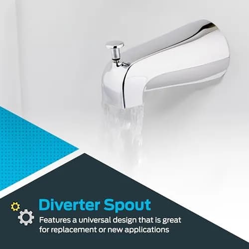 EZ-FLO 5-3/8 Inch Nose Diverter Tub Spout | 13.6 cm (5.35") Zinc with Chrome Finish thumbnail 3
