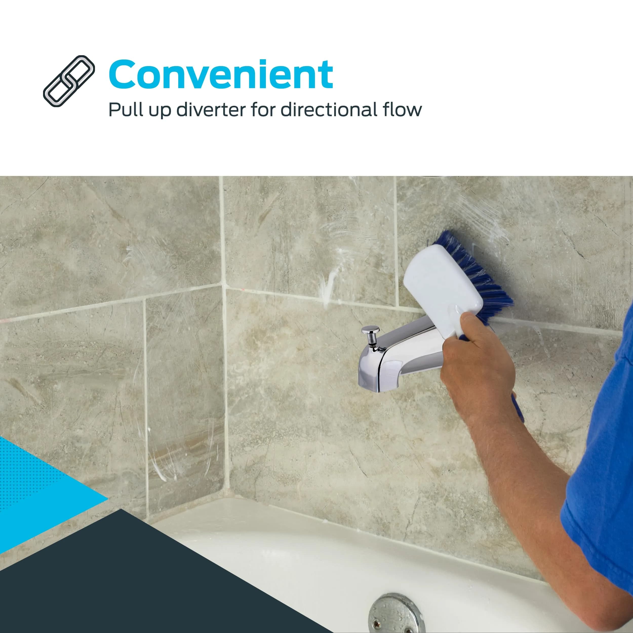 EZ-FLO 5-3/8 Inch Nose Diverter Tub Spout | 13.6 cm (5.35") Zinc with Chrome Finish - view 4