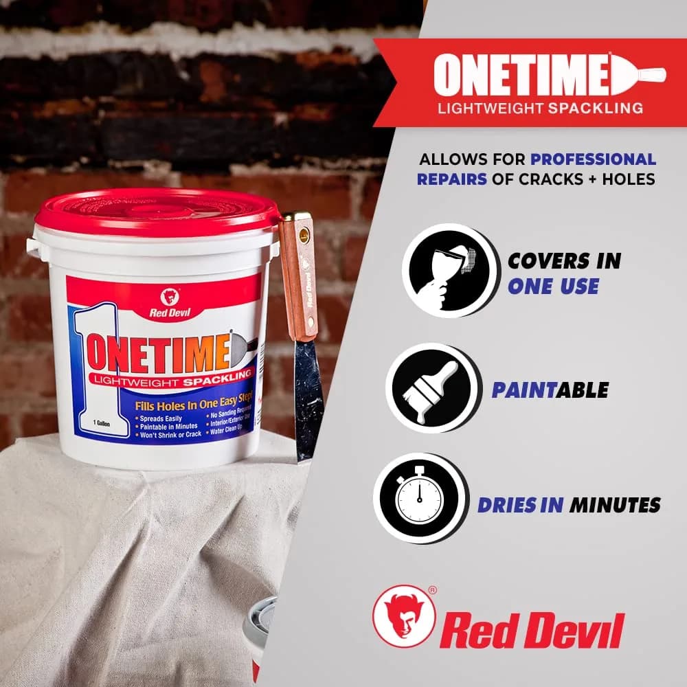 Red Devil 0541 ONETIME Lightweight Spackling, 1 Gallon, Made in USA thumbnail 3