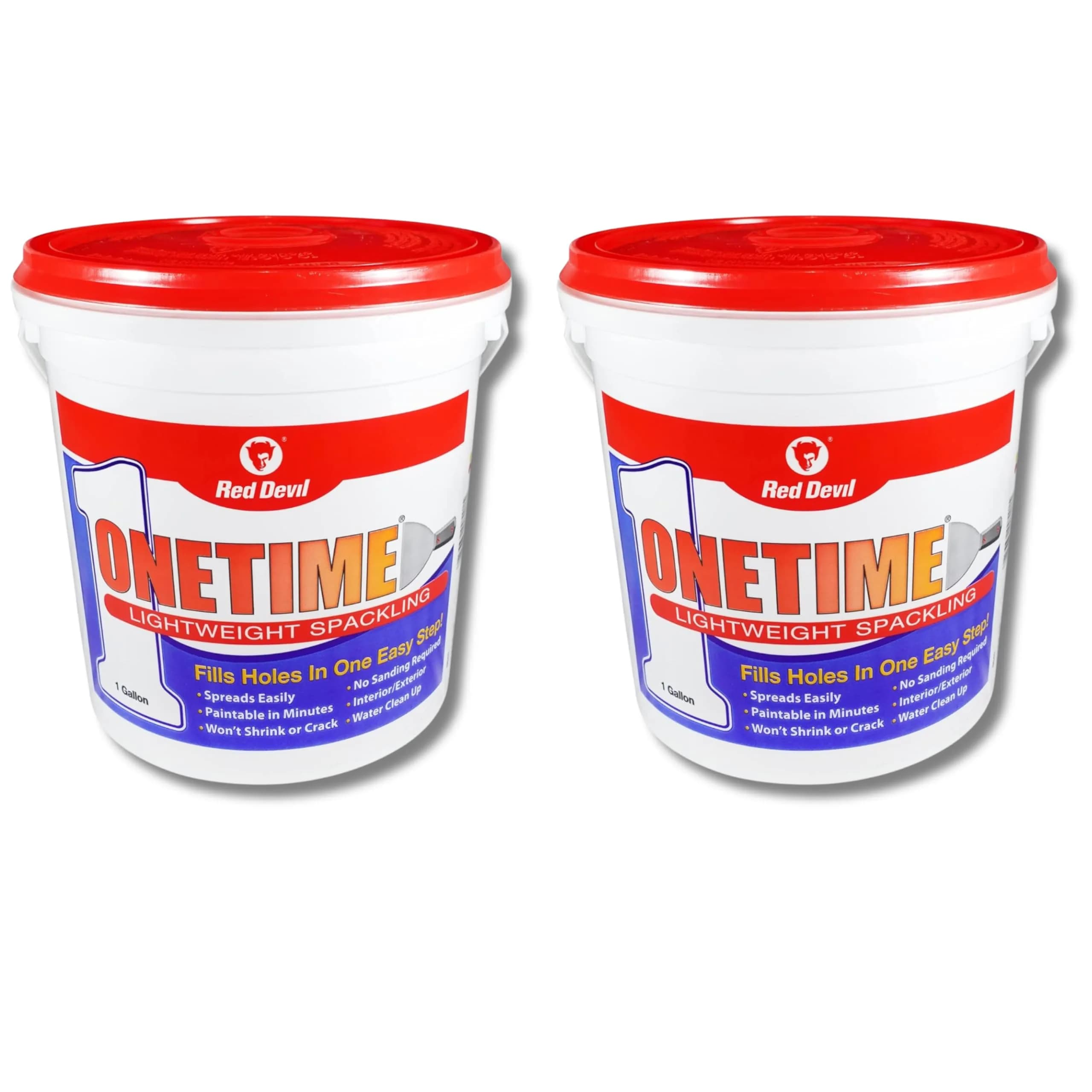 Red Devil 0548 ONETIME Lightweight Spackle Wall Repair 473ml (1 Pint) | No-Sand Formula for Drywall, Plaster, Wood — 1 Gallon