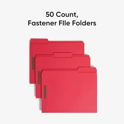 SMEAD Red Fastener File Folders with Prongs 3 Tab Letter Size | Durable, Environmentally Responsible Office File thumbnail 4