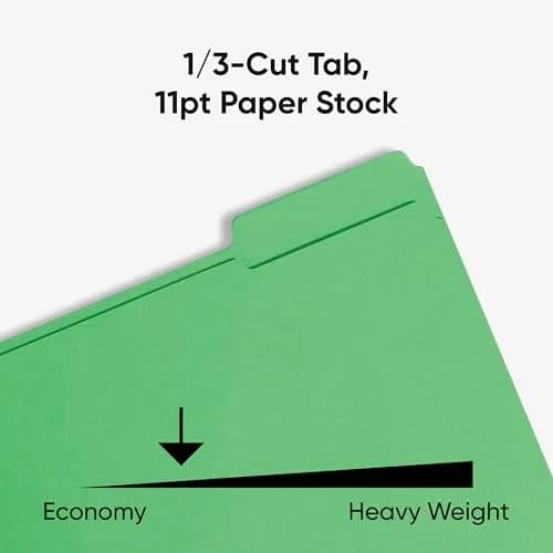 SMEAD Fastener File Folder with Prongs, 3 Tab Letter Size | Green 50 Pack, 11-5/8 x 9-1/2 inches thumbnail 5