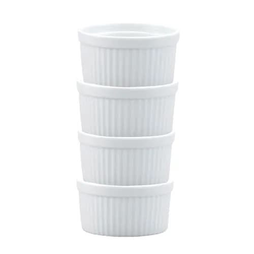 HIC Kitchen Souffle Ramekin, Fine Porcelain, 10-Ounce | Oven & Dishwasher Safe, Set of 4 thumbnail 1