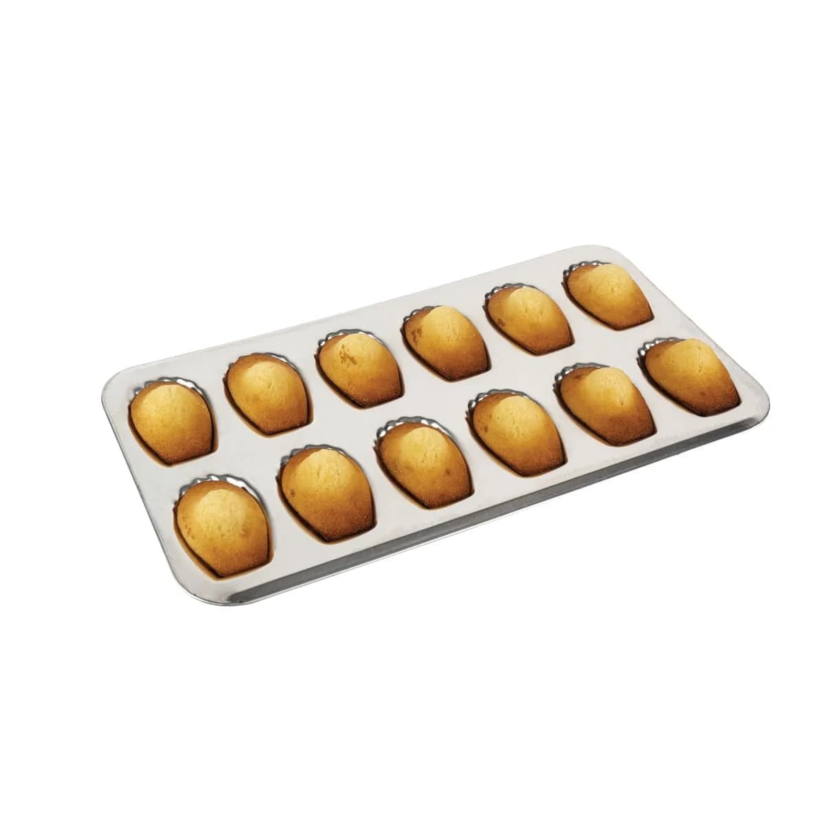 Gobel Madeleine Pan 12 Shells 15.6 x 7.9 in | Traditional Tin Plated Steel for Perfect Shell-Shaped Cakes — Tin Plated Steel