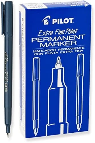 PILOT Extra Fine Point Permanent Markers, Blue Ink, 12-Pack | Precise, Xylene-Free, Permanent on Most Surfaces thumbnail 1