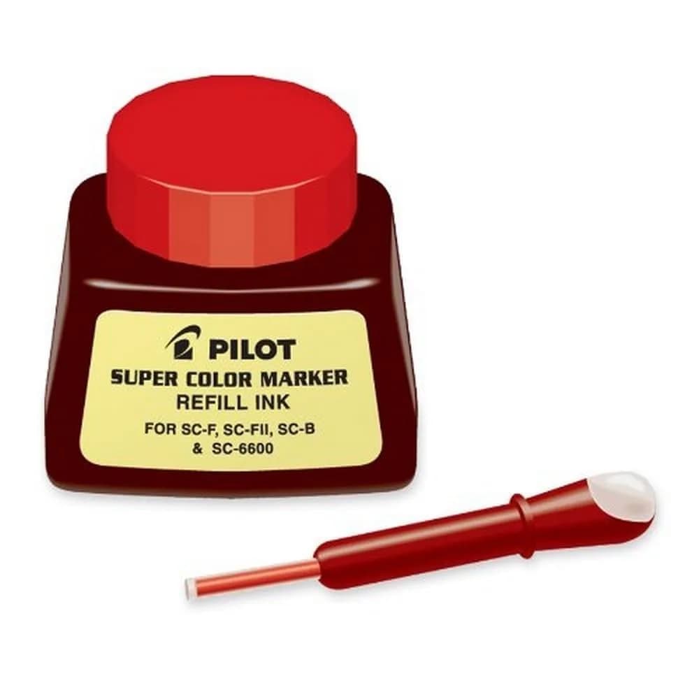 PILOT Super Color Permanent Marker Refill Ink, Red Ink 29.57ml (1 fl oz) | Xylene-Free, Fast-Drying — Red