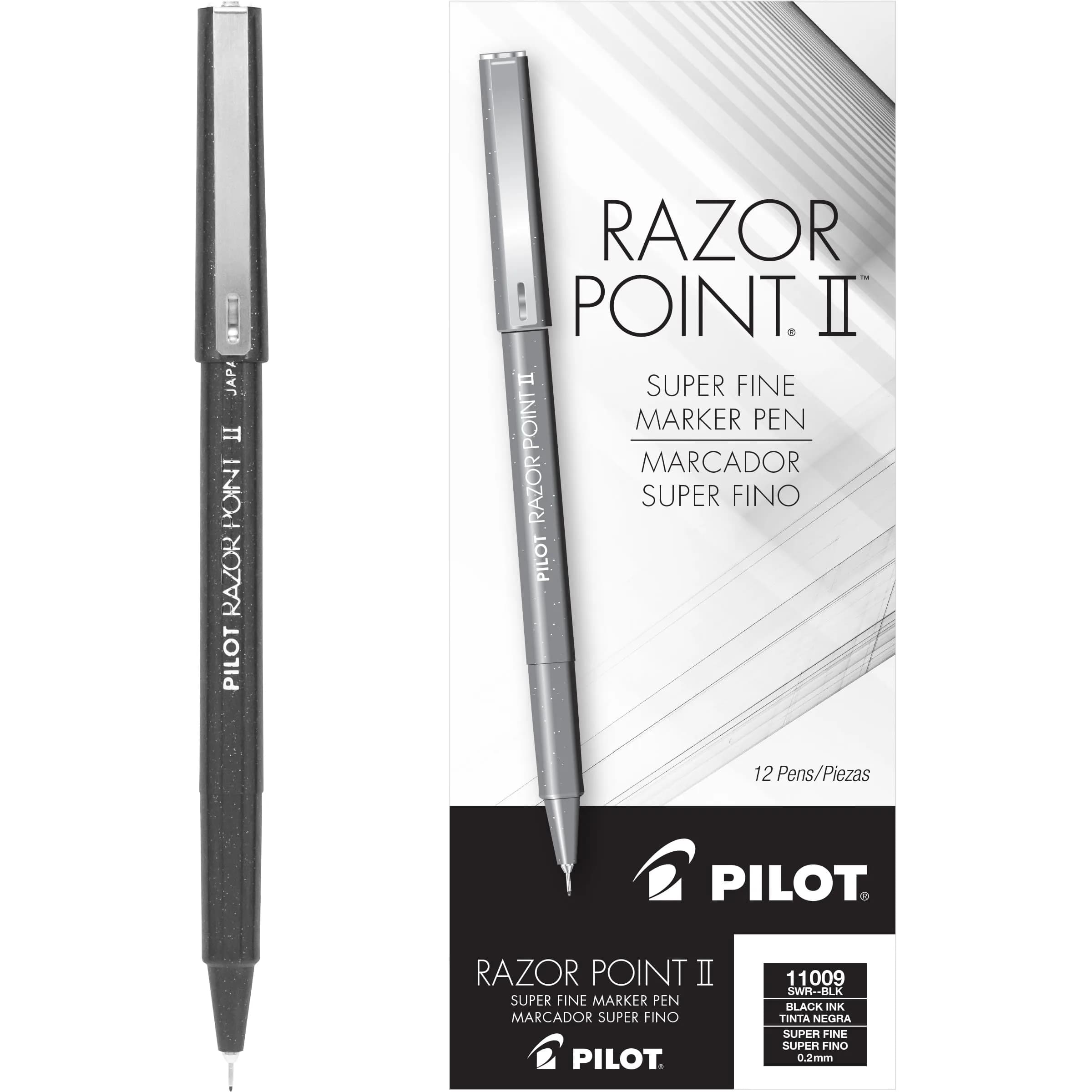 PILOT Razor Point II Fine Line Marker 0.2mm | Precise, Durable & Vibrant Black Ink (12-Pack)
