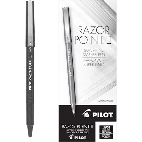 PILOT Razor Point II Fine Line Marker 0.2mm | Precise, Durable & Vibrant Black Ink (12-Pack) thumbnail 1