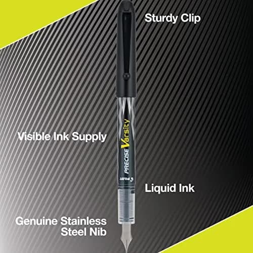 PILOT Precise Varsity Pre-Filled Fountain Pens 1.0mm | Purple Ink Disposable Pack of 12 thumbnail 2