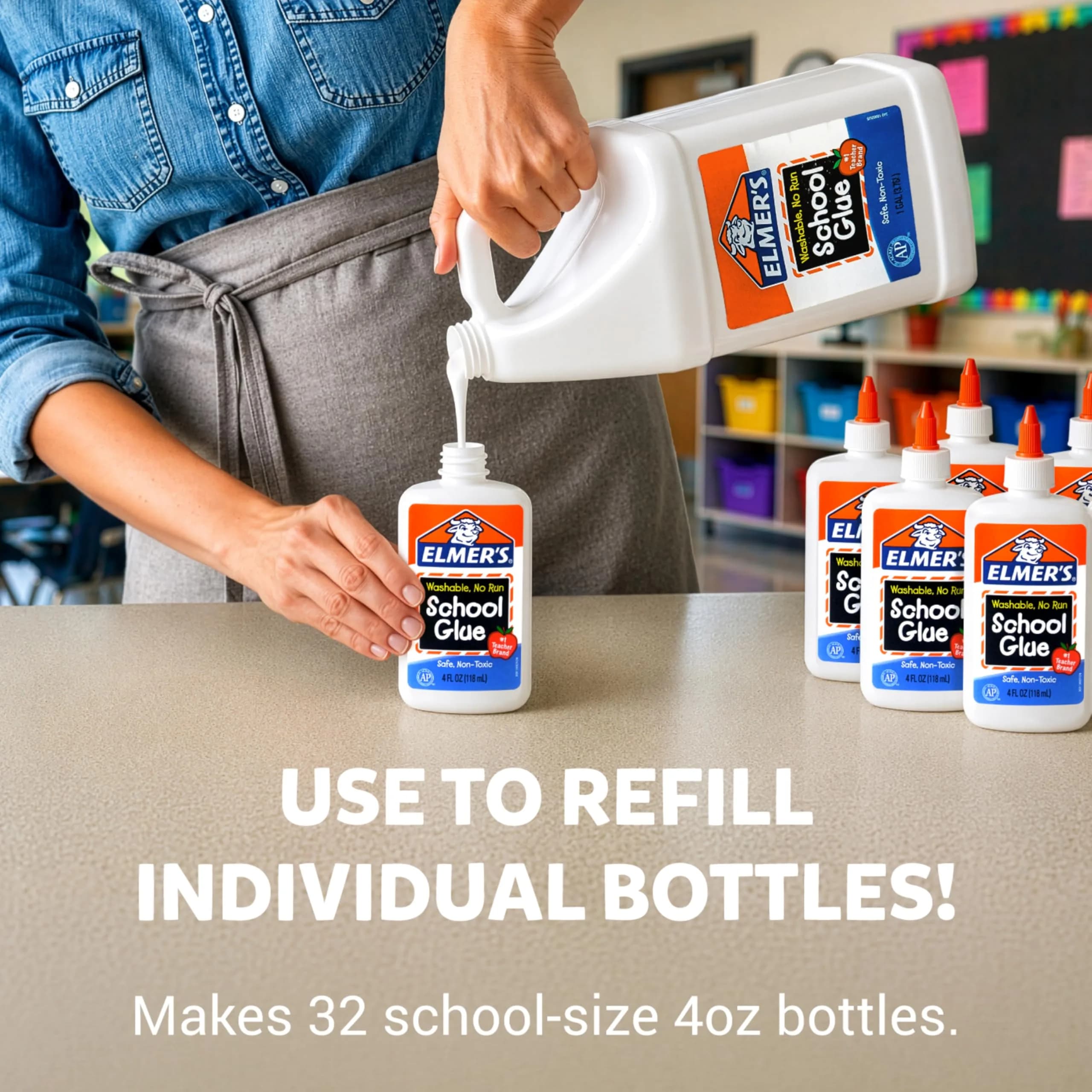 Elmer's Washable White School Glue, 1 Gallon (128 oz) - Bulk Craft & Slime Adhesive - view 2