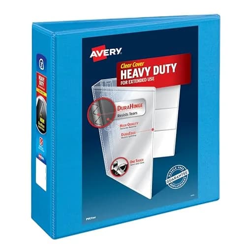 Avery Heavy-Duty View 3 Ring Binder, 3" Slant D-Ring, 635-Page Capacity, Light Blue | Durable Office & School Organizer thumbnail 1