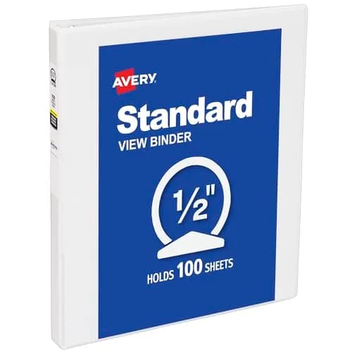 Avery Economy Vinyl Round Ring View Binder 0.5 inch White | Pack of 30 Binders | Customize Front, Back, and Spine thumbnail 1