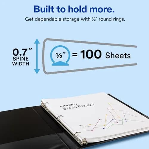 Avery Economy Vinyl Round Ring View Binder 0.5 inch White | Pack of 30 Binders | Customize Front, Back, and Spine thumbnail 2