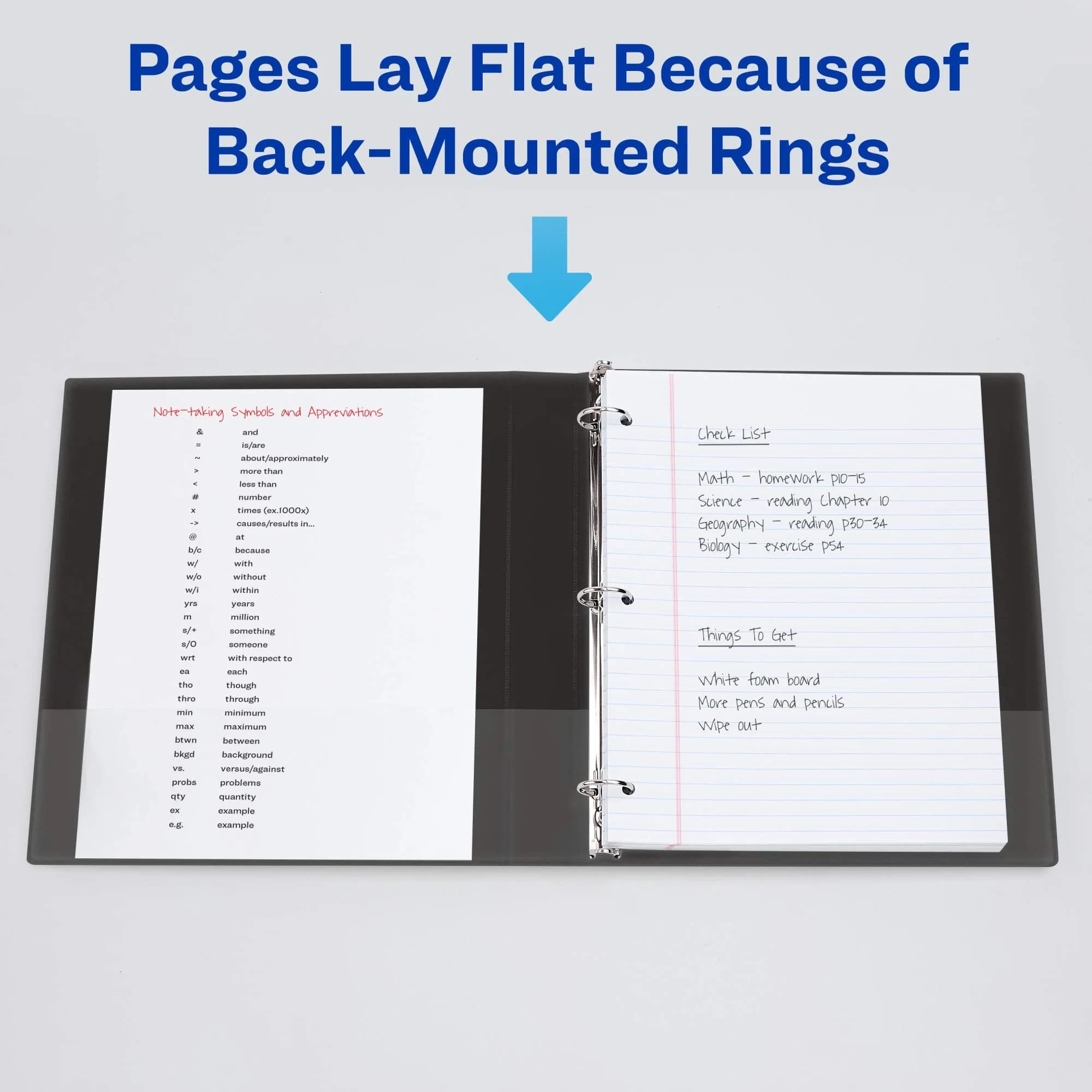 Avery Standard View 3 Ring Binder, 1.5" Round Rings, 275-Sheet Capacity, 2.1" Spine, White | Lightweight Organization & Occasional Referencing - view 6