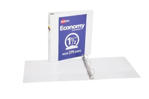 Avery Standard View 3 Ring Binder, 1.5" Round Rings, 275-Sheet Capacity, 2.1" Spine, White | Lightweight Organization & Occasional Referencing thumbnail 7