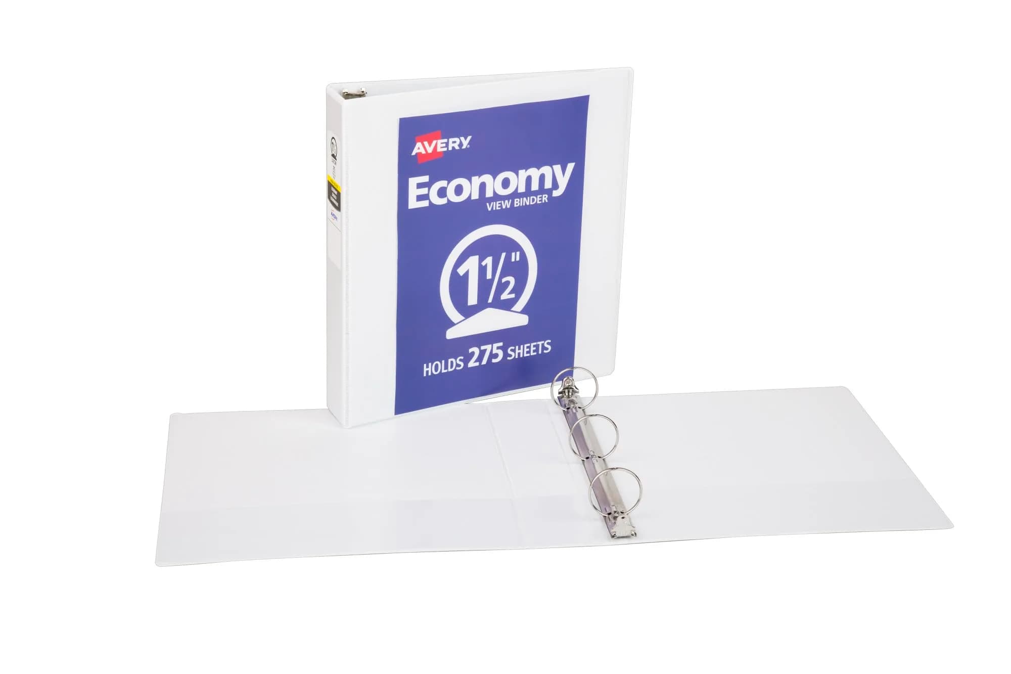 Avery Standard View 3 Ring Binder, 1.5" Round Rings, 275-Sheet Capacity, 2.1" Spine, White | Lightweight Organization & Occasional Referencing - view 7
