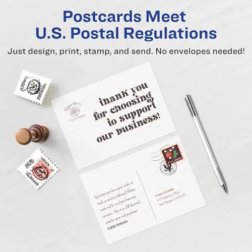 Avery Printable Postcards 4" x 6" Matte White | Customizable, Double-Sided, 100 Cards thumbnail 5
