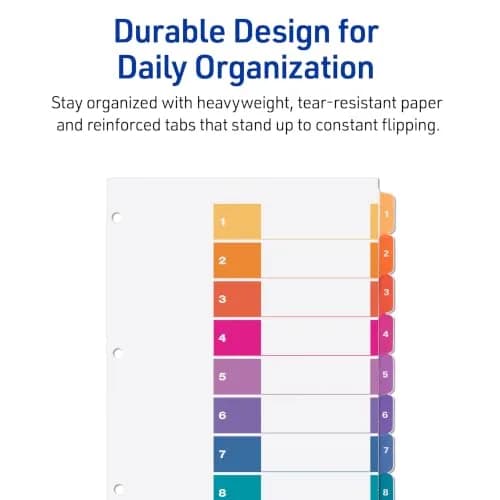 Avery Ready Index Table of Contents Dividers, 8-Tab, Color, 24 Sets | Printable & Reinforced for Professional Organization thumbnail 7