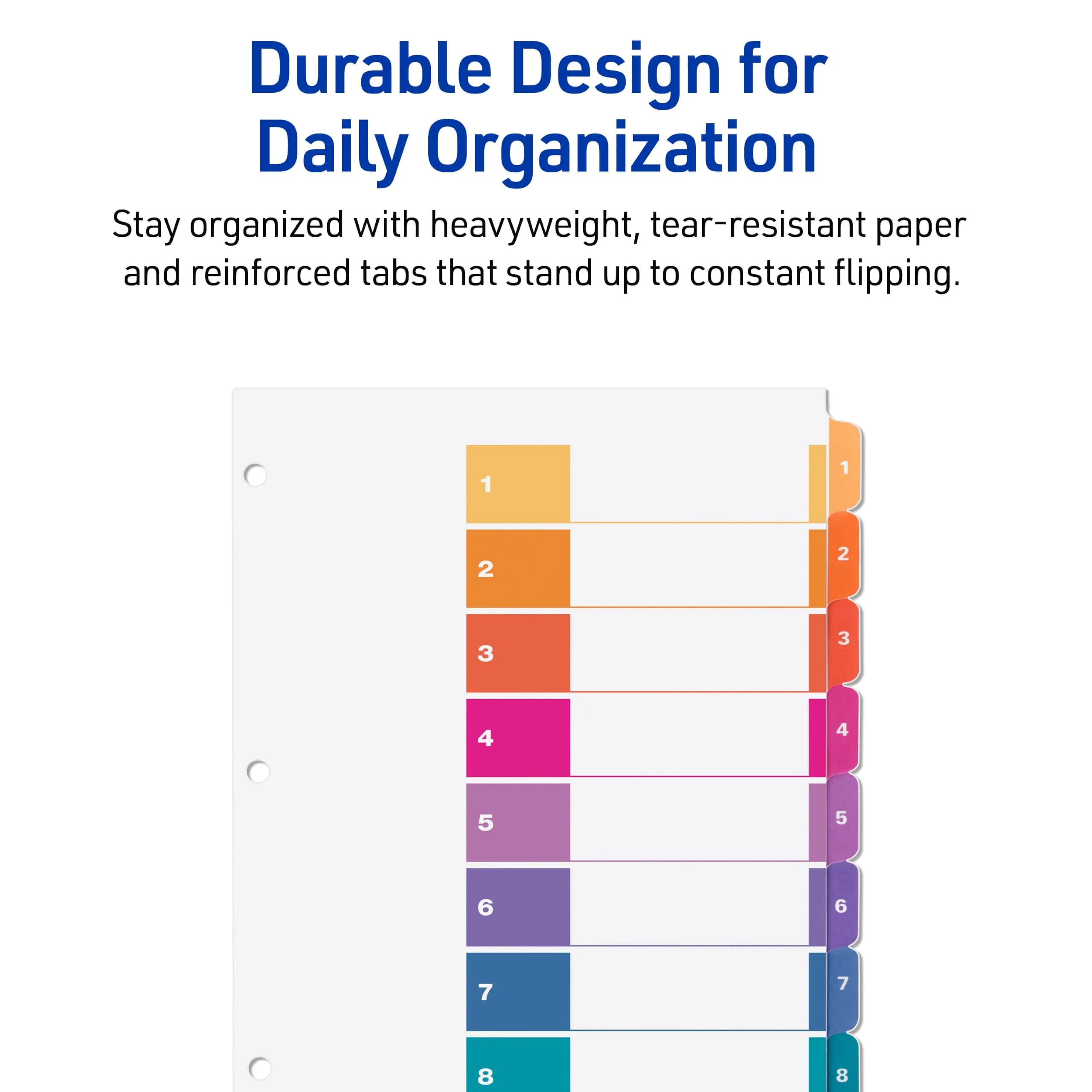 Avery Ready Index Table of Contents Dividers, 8-Tab, Color, 24 Sets | Printable & Reinforced for Professional Organization - view 7