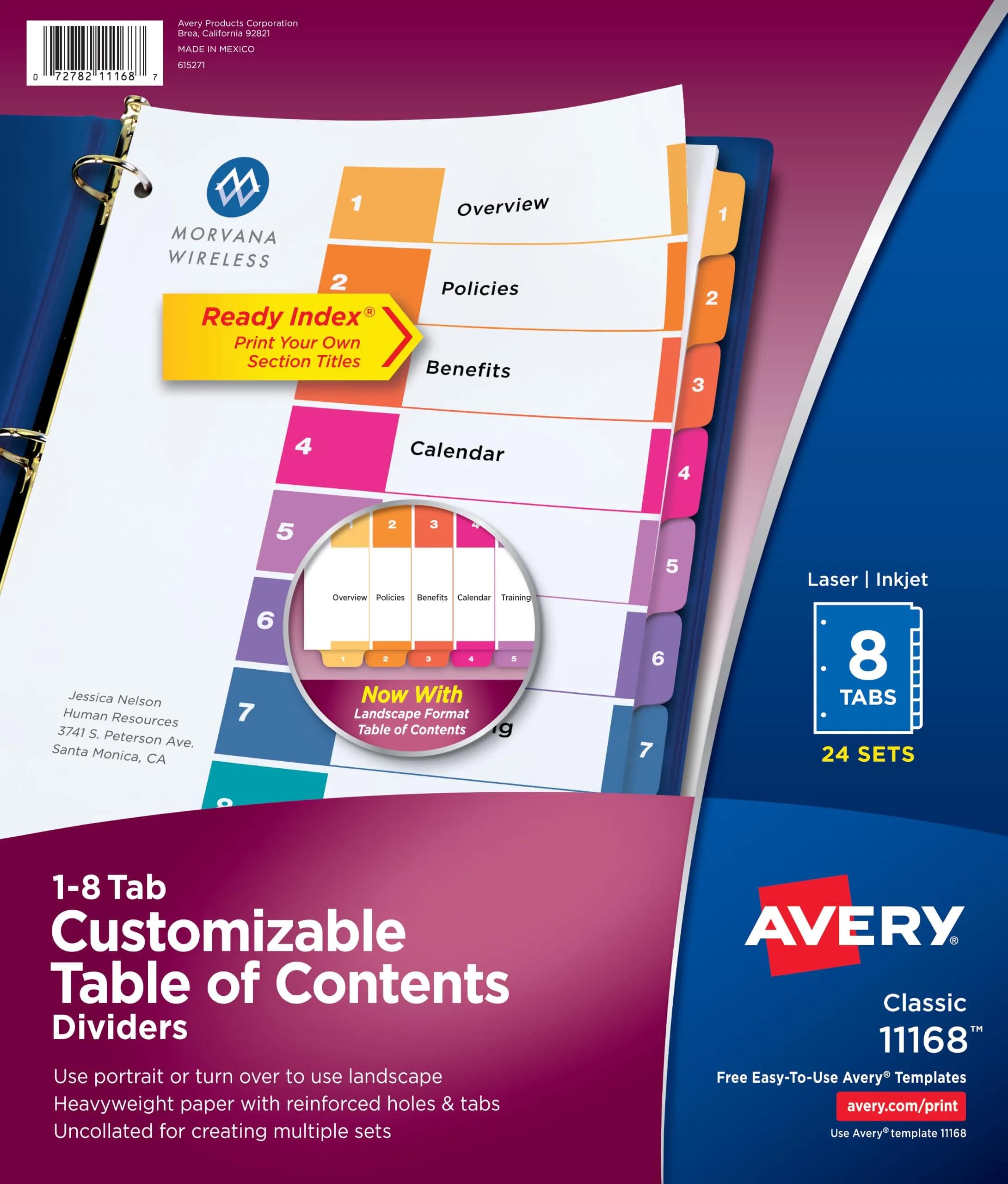 Avery Ready Index 8-Tab Dividers, Multicolor, 24 Sets of 8 Tabs (48 Total Sets) | Customizable Table of Contents for 3-Ring Binders — 0