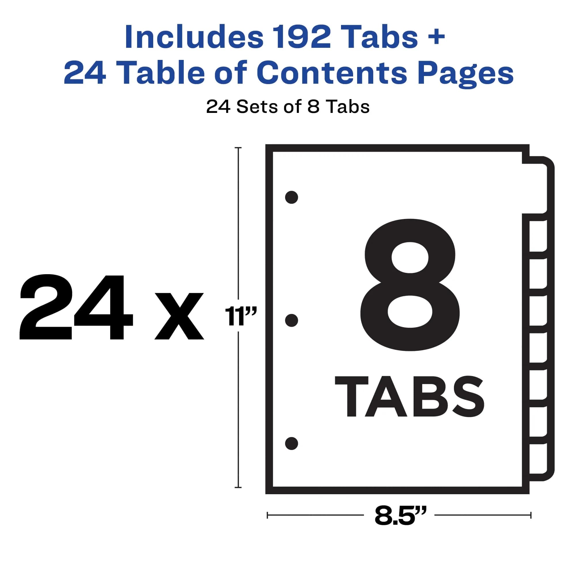 Avery Ready Index Table of Contents Dividers, 8-Tab, Color, 24 Sets | Printable & Reinforced for Professional Organization - view 3