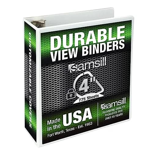 Samsill 4 Inch D-Ring Binder, White | 700-Sheet Capacity, 100% Recycled Chipboard, Archival Safe thumbnail 1