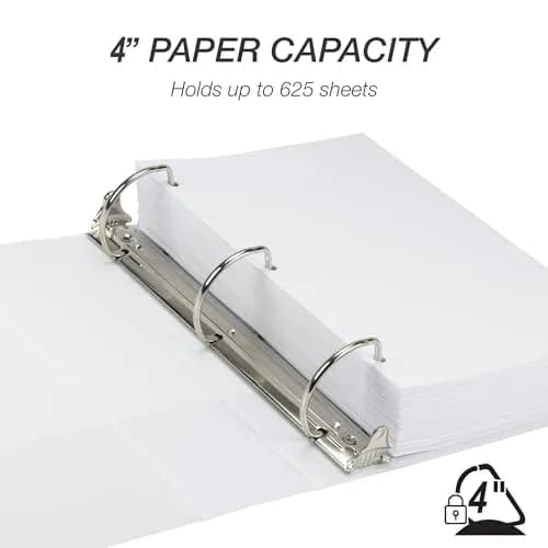 Samsill 4 Inch D-Ring Binder, White | 700-Sheet Capacity, 100% Recycled Chipboard, Archival Safe thumbnail 3