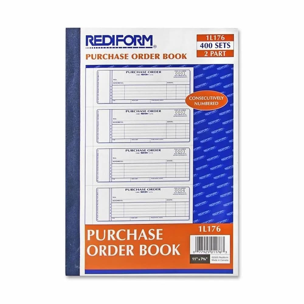 Rediform Purchase Order Book, Manifold Cover, Carbonless Forms, 2.75" x 7" | 400 Sets for Office & School Supplies