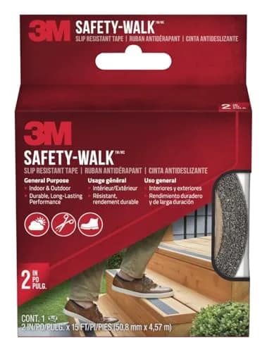 3M Safety-Walk Slip Resistant Tape 5.1 cm x 4.57 m (2 in x 15 ft) Black | Creates Safer Surfaces in Wet Areas thumbnail 1