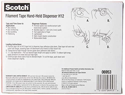 Scotch Filament Tape Hand Dispenser H12 | Tension Control for Narrow Rolls, Gray thumbnail 4