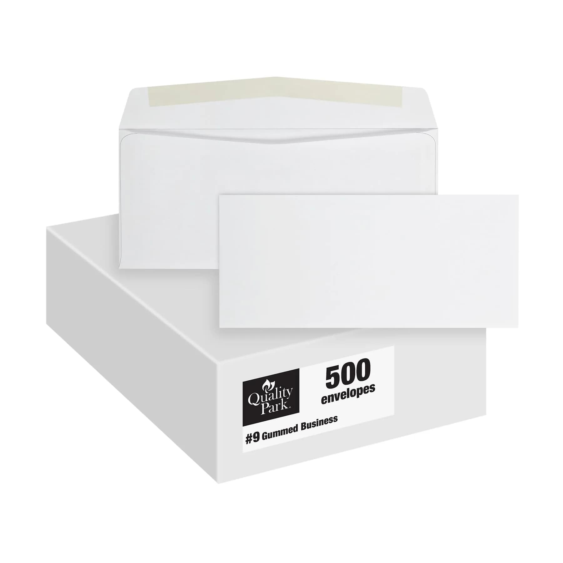 Quality Park #9 Envelopes, Letter Size White Mailing Envelopes, 3-7/8 x 8-7/8 Inch, No Window, Gummed Closure, 500/Box - main product image
