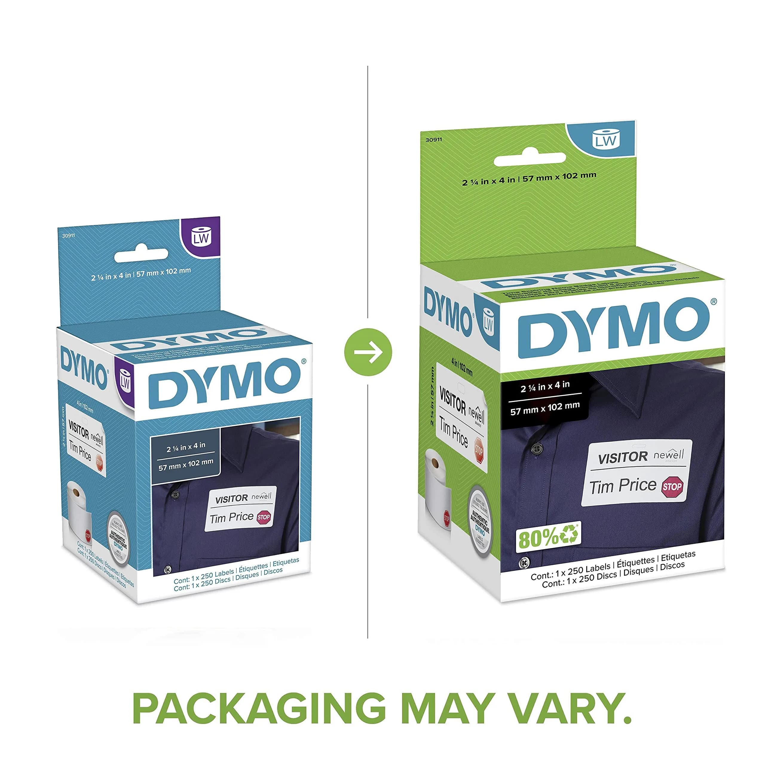 DYMO Authentic LW Name Badge Labels, White, 5.7cm x 10.2cm (2-1/4" x 4") | 12-Hour Expiration Notification Disks - view 3
