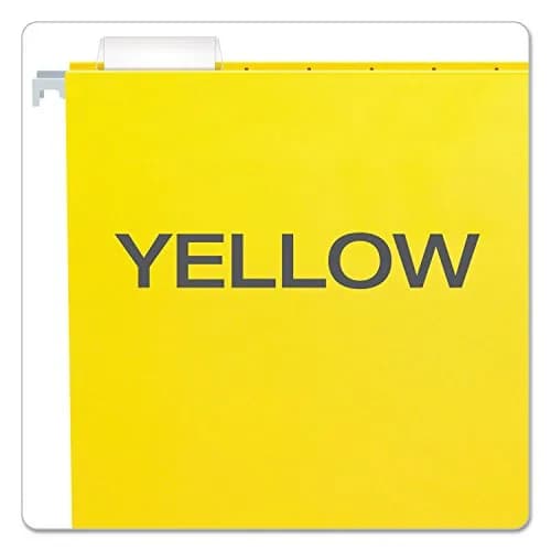 Pendaflex Recycled Hanging Folders Letter Size Yellow 1/5 Cut | Eco-Friendly Office Filing thumbnail 3