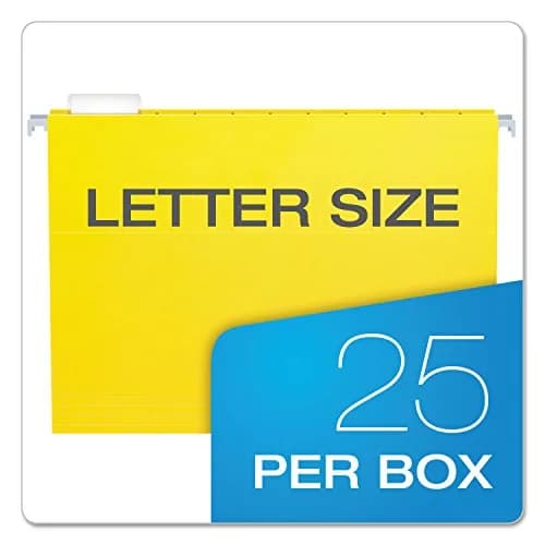 Pendaflex Recycled Hanging Folders Letter Size Yellow 1/5 Cut | Eco-Friendly Office Filing thumbnail 4