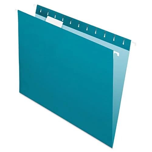 Pendaflex Recycled Hanging Folders Letter Size Teal 1/5 Cut | Eco-Friendly Office Storage thumbnail 1