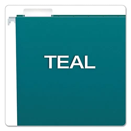 Pendaflex Recycled Hanging Folders Letter Size Teal 1/5 Cut | Eco-Friendly Office Storage thumbnail 4