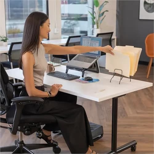 Fellowes Step File Junior Wire Organizer Rack, 6 Sections, Black | Durable Steel Office Storage thumbnail 2