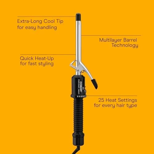 Conair Curling Iron 0.5-inch Barrel | Multi-Heat, Dual Voltage, Black thumbnail 2