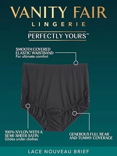 Vanity Fair High Waisted Underwear Full Coverage Nylon Lace 7 | Comfortable Tummy & Rear Support thumbnail 3