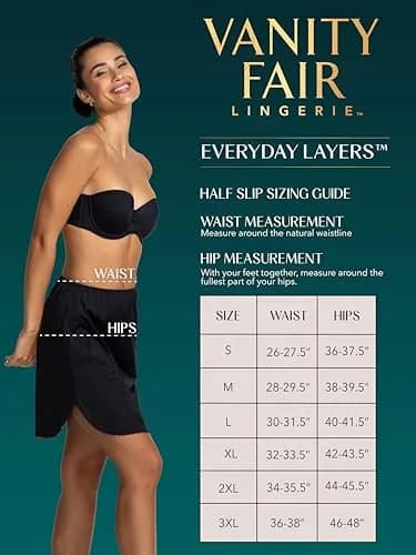 Vanity Fair Womens Everyday Layers Single Slit Half Slip 14" Length | Anti-static Nylon Underwear thumbnail 3