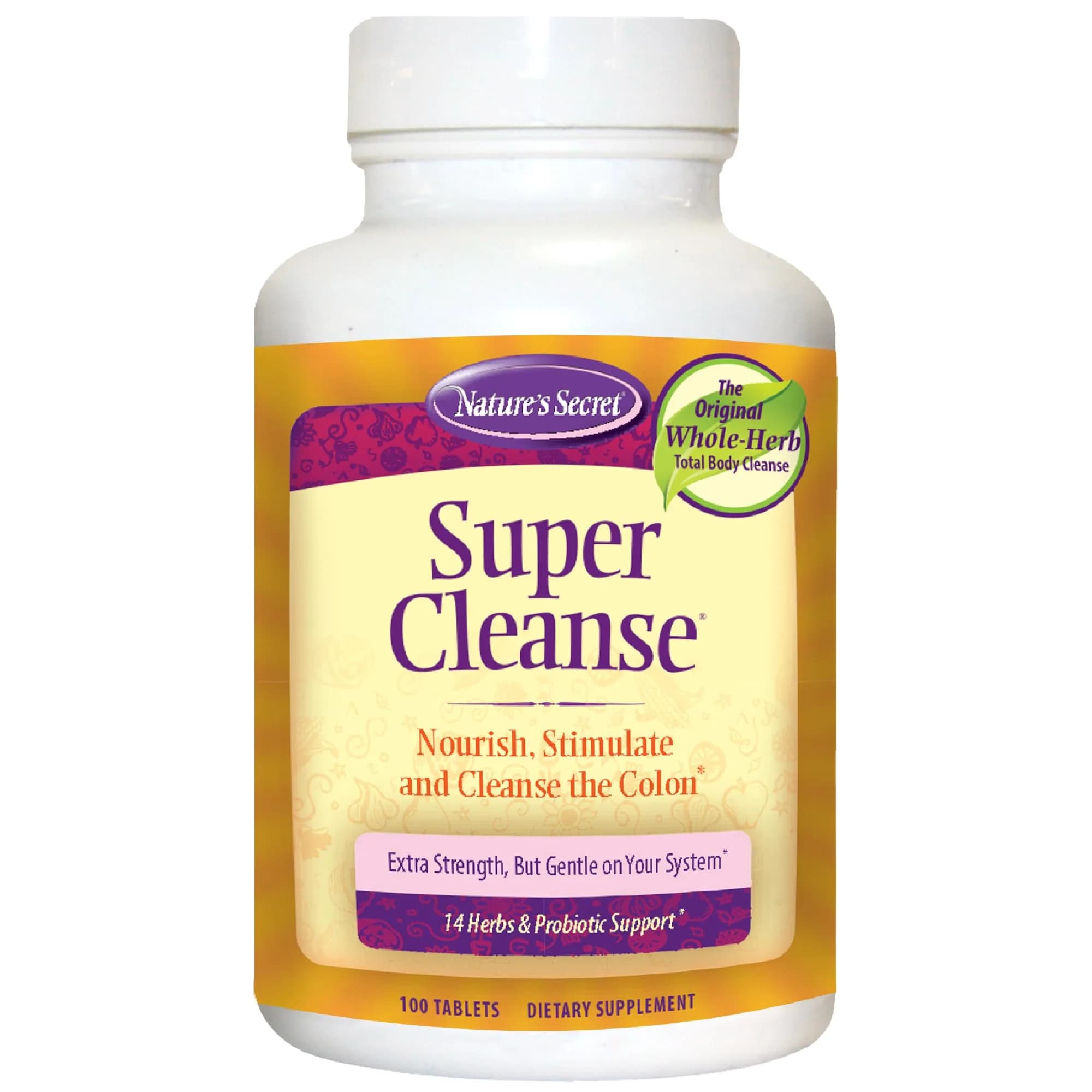 Nature's Secret Super Cleanse Herbal Colon Cleanse & Gut Support 100 Tablets (3.75 oz) | Digestive Wellness & Regularity - main product image