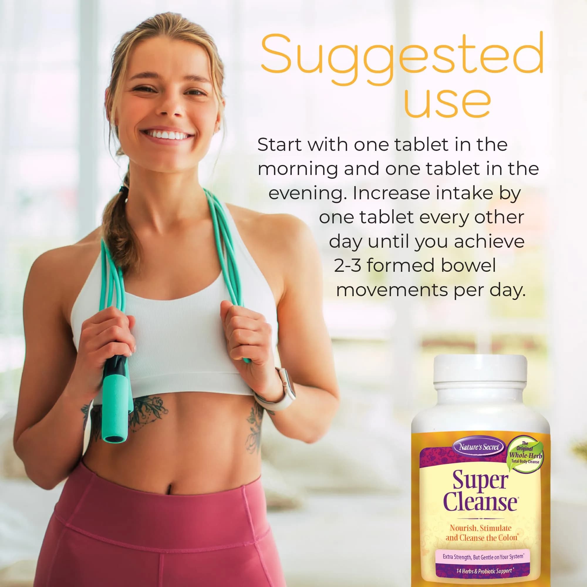 Nature's Secret Super Cleanse Herbal Colon Cleanse & Gut Support 100 Tablets (3.75 oz) | Digestive Wellness & Regularity - view 3