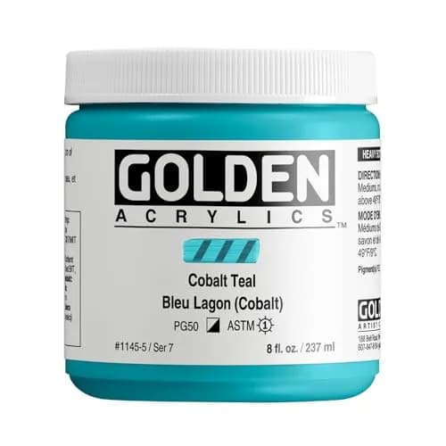 Golden Heavy Body Acrylics, Cobalt Teal, 8 fl. oz. Jar | Thick, smooth, pigment-rich artist paint thumbnail 1